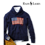ポロ・ラルフローレン セーター メンズ Ralph Lauren ショールカラー 星条旗 ニット 編み込み カウチン シルク アメリカ 国旗 ポロ POLO